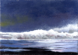 Night Waves. Painting, J.S.C. Design, 5 x 7